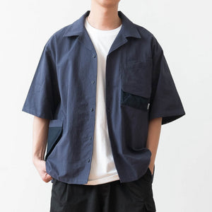 Contrast Pocket Cotton Cuban Collar Shirt