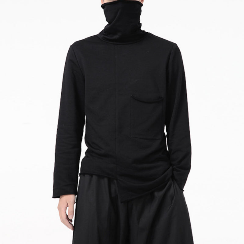 Dark Long-sleeved Pullover Turtleneck T-shirt