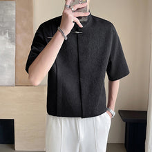 Load image into Gallery viewer, Jacquard Concealed Button Stand Collar Shirt
