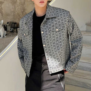 Houndstooth Lapel Cropped Jacket