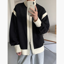 Load image into Gallery viewer, Retro Lapel Knit Colorblock Loose Jacket
