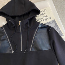 Load image into Gallery viewer, Half Zipper Stand Collar Hooded Sweatshirt
