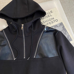 Half Zipper Stand Collar Hooded Sweatshirt