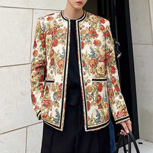 Load image into Gallery viewer, Vintage Flower Jacquard Collarless Jacket
