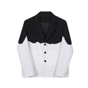 Black and White Color Contrast Lapel Blazer