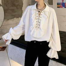 Load image into Gallery viewer, Vintage Ruffled Drawstring Shirt
