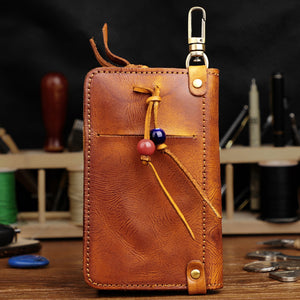 Retro Handmade Leather Wallet Key Bag