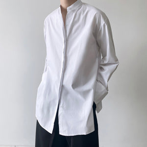 Solid Color Stand Collar Long Sleeve Shirt