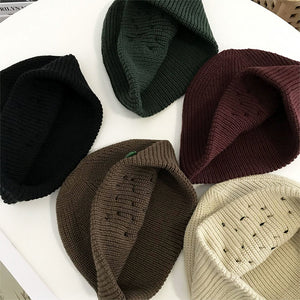 Irregular Button Trim Knitted Hat