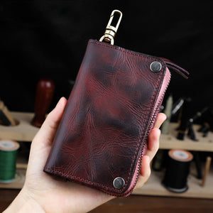 Retro Handmade Leather Wallet Key Bag