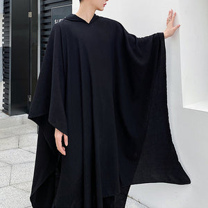 Vintage Long Thin Pleated Hoodie Cape