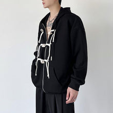 Load image into Gallery viewer, Vintage Button Zipper Hooded Jacket
