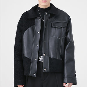 Lambswool Panel Zip Up Jacket