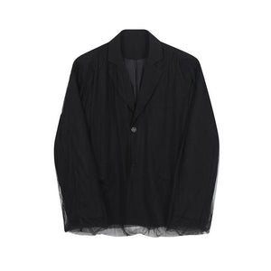 Mesh Panel Long Sleeve Blazer