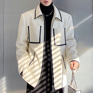 Black And White Contrast Lapel Blazer