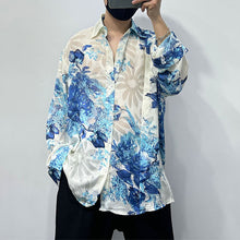 Load image into Gallery viewer, Slanted Placket Large Floral Print Shirt
