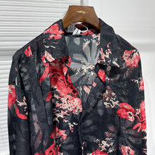 Load image into Gallery viewer, Slanted Placket Large Floral Print Shirt
