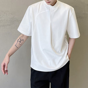 Simple Stand Collar Short Sleeve T-Shirt