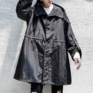 Dark Big Hat Mid-Length Cape Coat