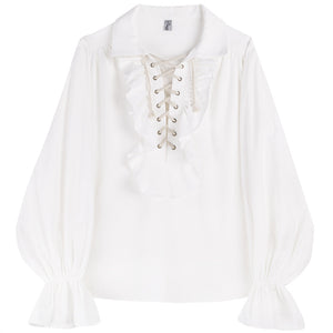 Vintage Ruffled Drawstring Shirt