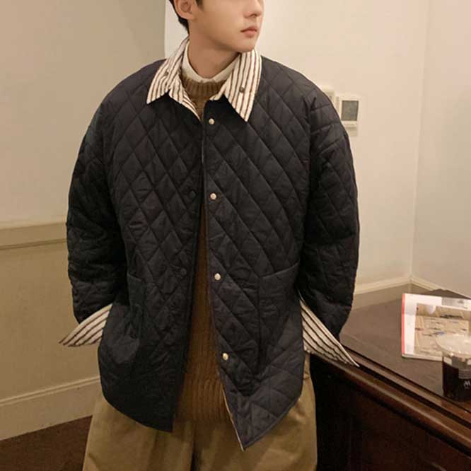 Rhombus Thickened Shirt Coat