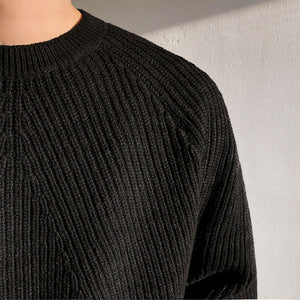 Solid Round Neck Loose Knit Sweater
