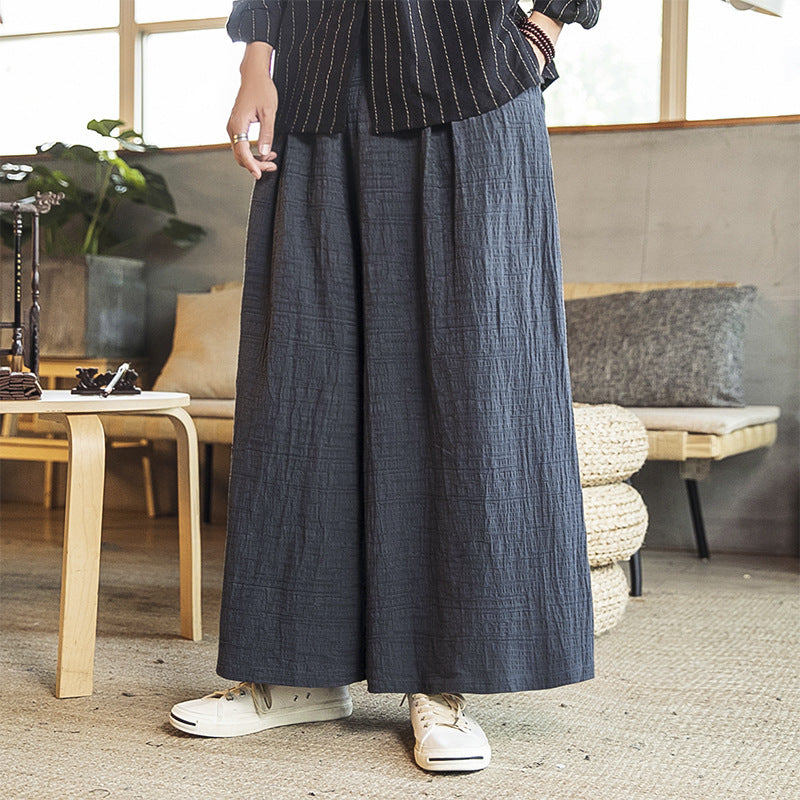 Pleated Linen Wide-leg Pants