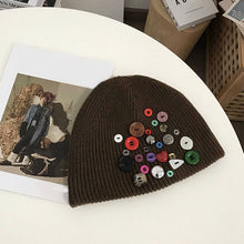 Load image into Gallery viewer, Irregular Button Trim Knitted Hat
