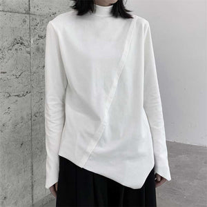 Pile Neck Irregular Hem Tops