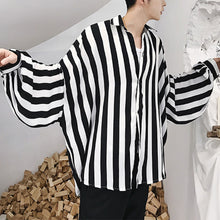 Load image into Gallery viewer, Black And White Striped Doll Sleeve Shirt
