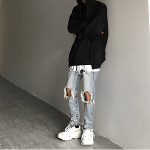 Retro Hip Hop Ripped Jeans