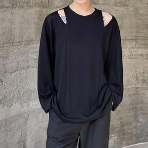 Zip Off Shoulder Long Sleeve T-Shirt