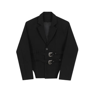 Dark Girdle Buckle Decoration Suit Jacket