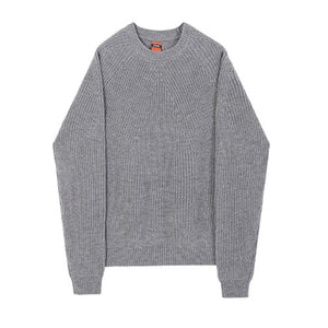 Solid Round Neck Loose Knit Sweater