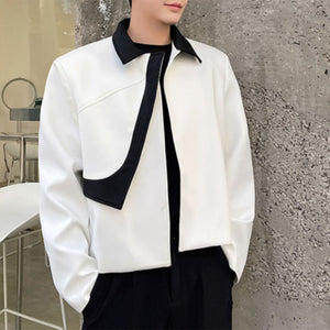 Irregular Contrast Lapel Jacket