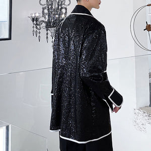 Contrast Trim Sequin Shirt Jacket