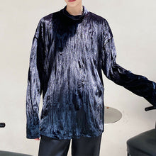 Load image into Gallery viewer, Pleated Velvet Half Turtleneck Metal Chain Top
