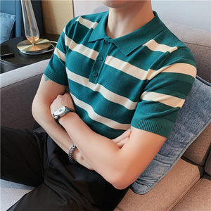 Wide Stripe Slim Fit Polo Shirt