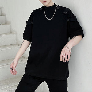 Stand Collar Multi Button T-Shirt