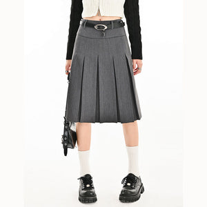 High Waist A Line Pleated Skirt