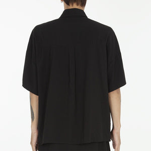 Black Simple Loose Short Sleeve Shirt