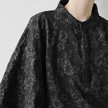 Load image into Gallery viewer, Stand Collar Jacquard Sleeve Top
