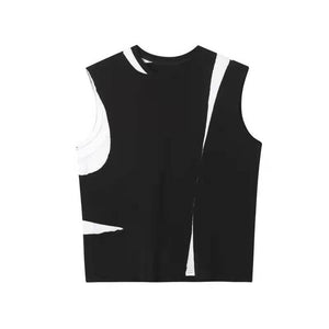 Black And White Patchwork Vest