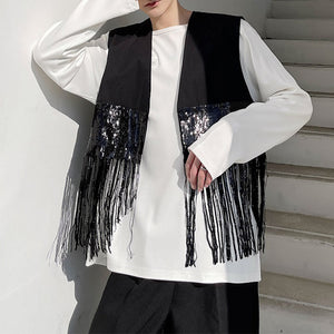 Tassel Sequin Stitching Hip Hop Performance Vest