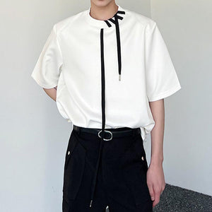 Contrast Tie Shoulder Pads T-Shirt