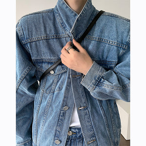 Simple Shoulder Pad Denim Jacket