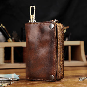 Retro Handmade Leather Wallet Key Bag