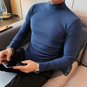 Slim Fit Striped Turtleneck T-shirt