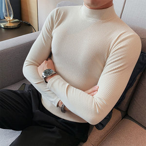 Slim Fit Striped Turtleneck T-shirt