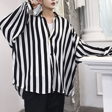 Load image into Gallery viewer, Black And White Striped Doll Sleeve Shirt
